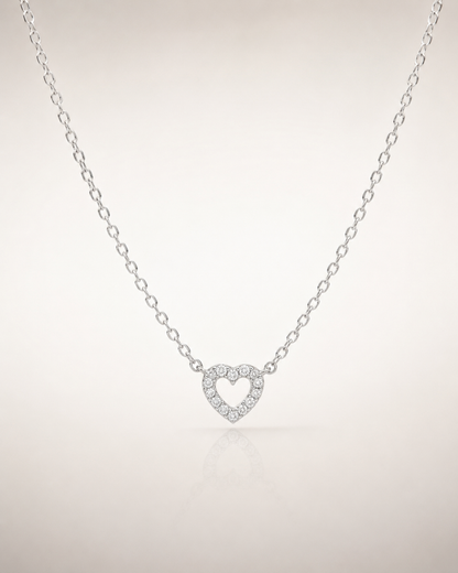 Sterling Silver Open Heart Pendant Necklace