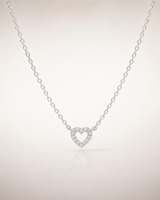 Sterling Silver Open Heart Pendant Necklace