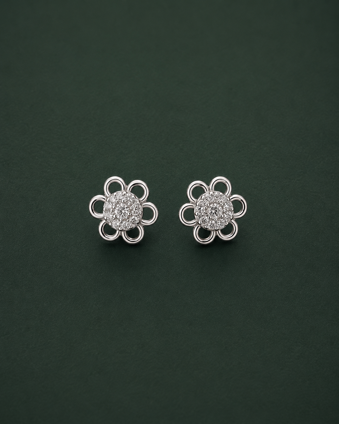 Shimmering CZ Crystal Flower Studs for Women