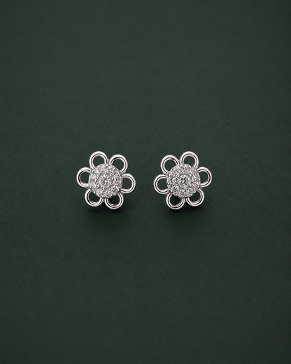 Shimmering CZ Crystal Flower Studs for Women