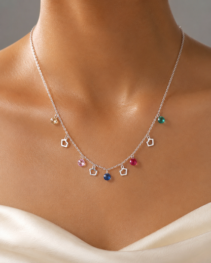 Multicolor Crystal Charm Necklace for Women