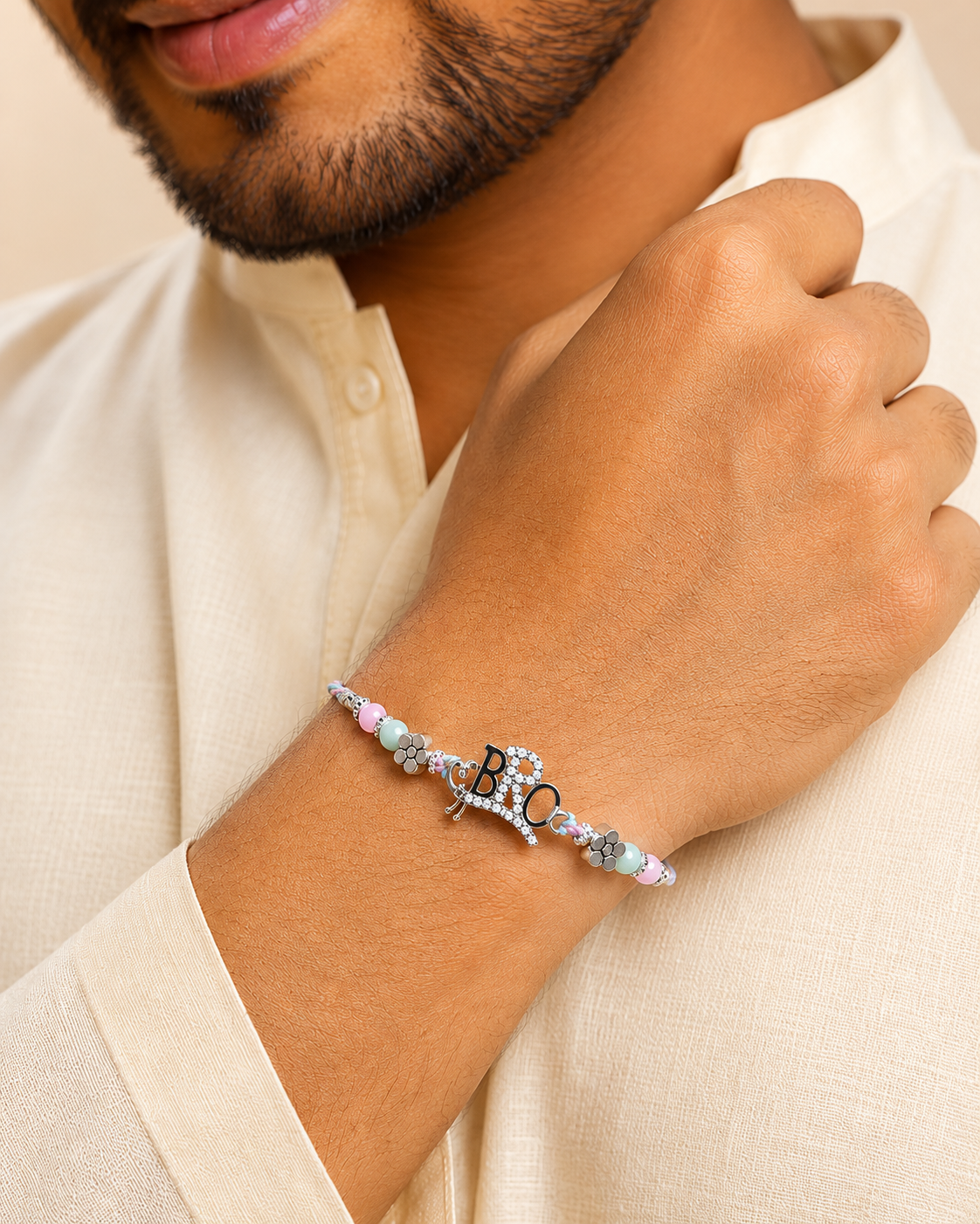 925 BRO Rakhi with Peacock Detail