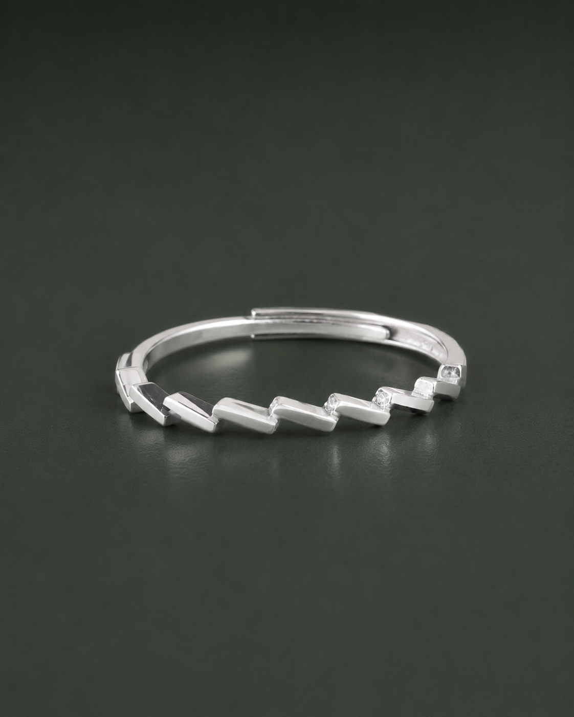 Geometric Zigzag Adjustable Ring for Women