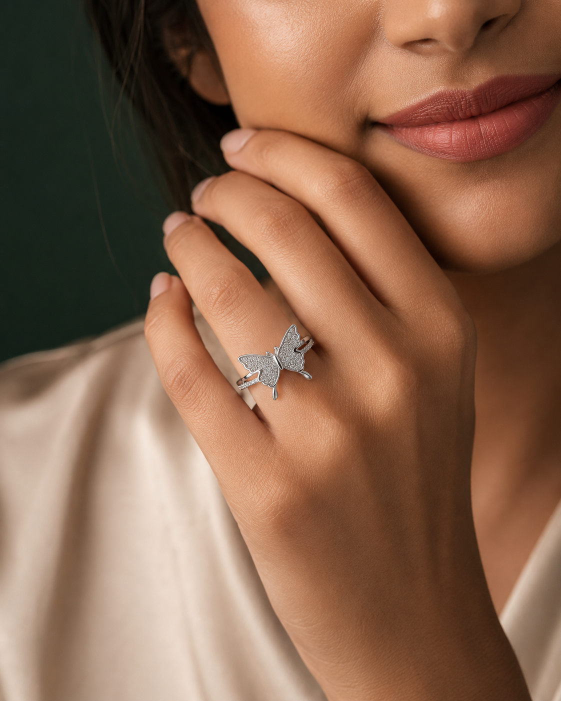 Sparkling Butterfly Adjustable Ring for Women