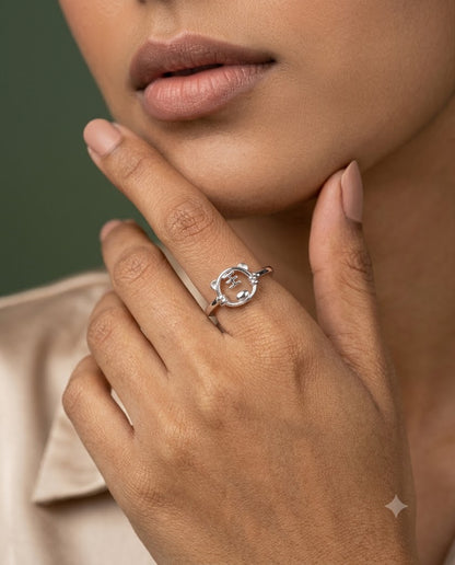 Tiger Face Adjustable Ring for Women | Minimal Openwork Symbol Ring