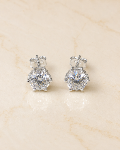 Round Solitaire CZ Stud Earrings