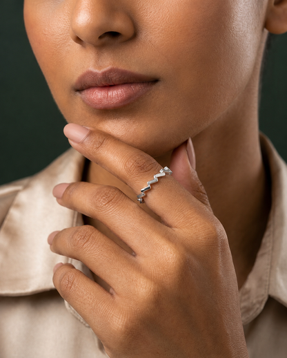 Geometric Zigzag Adjustable Ring for Women