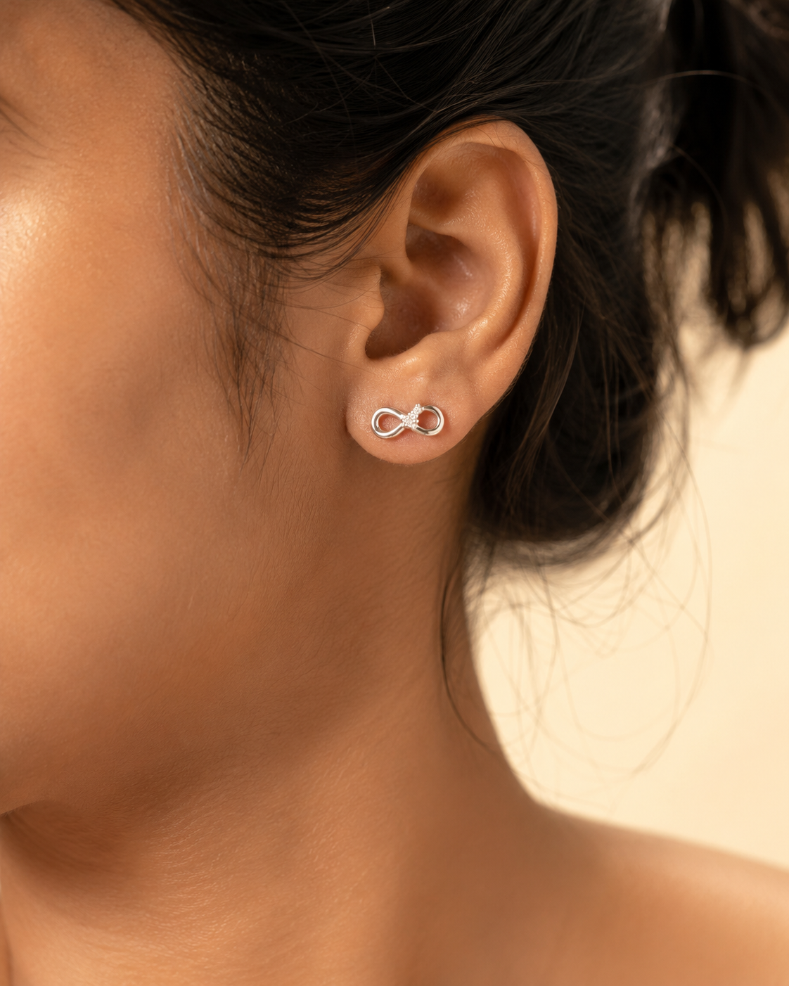 Eternal Grace Silver Infinity Stud Earrings