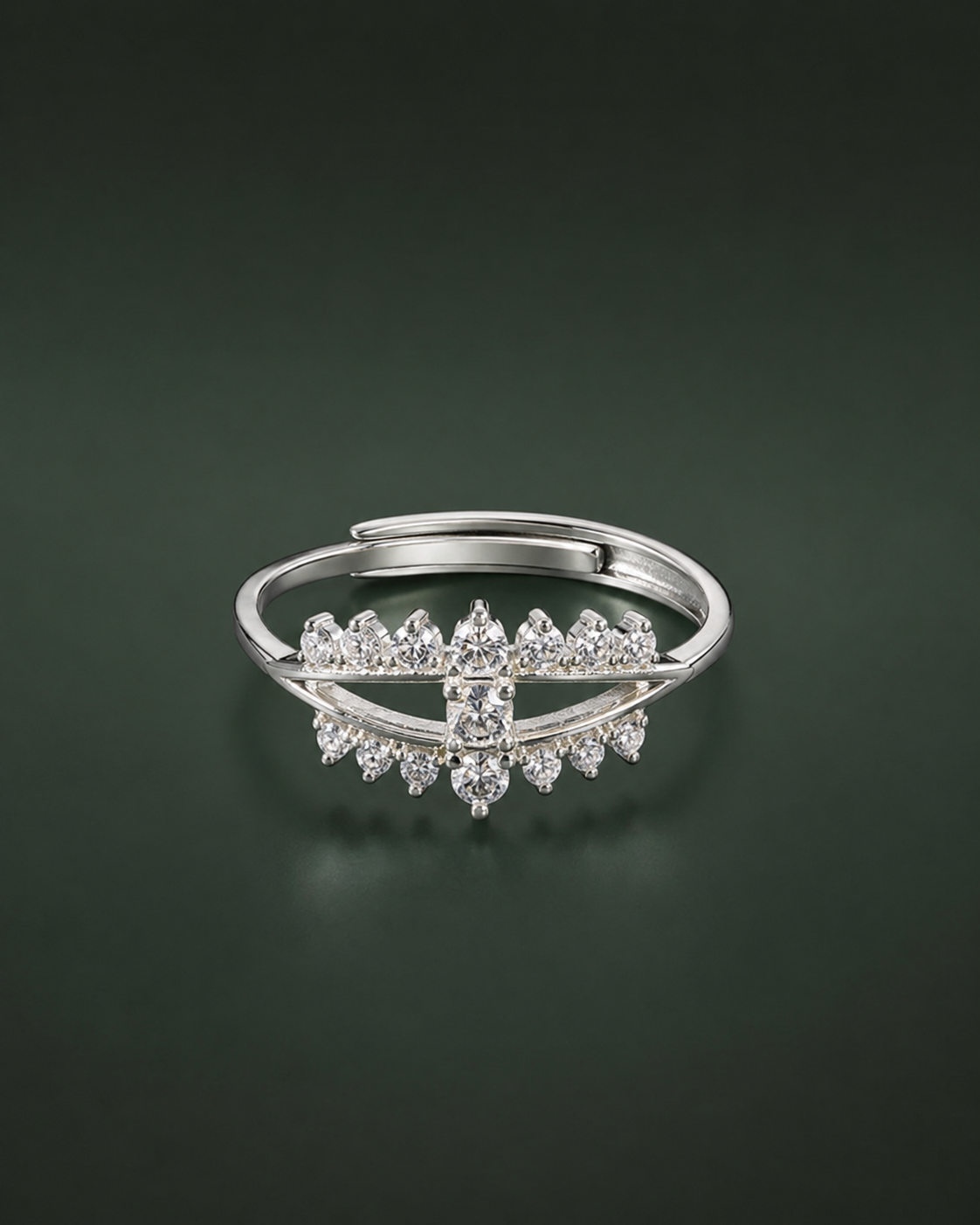 CZ Adjustable Floral Crown Ring for Women