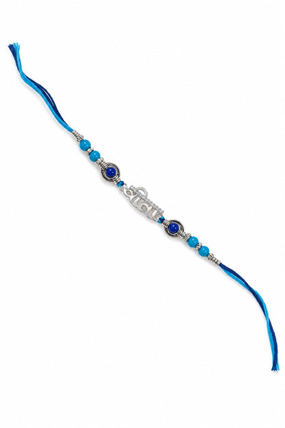 Veera Rakhi Bracelet with Blue Beads - ARU-RAK-0005_hero