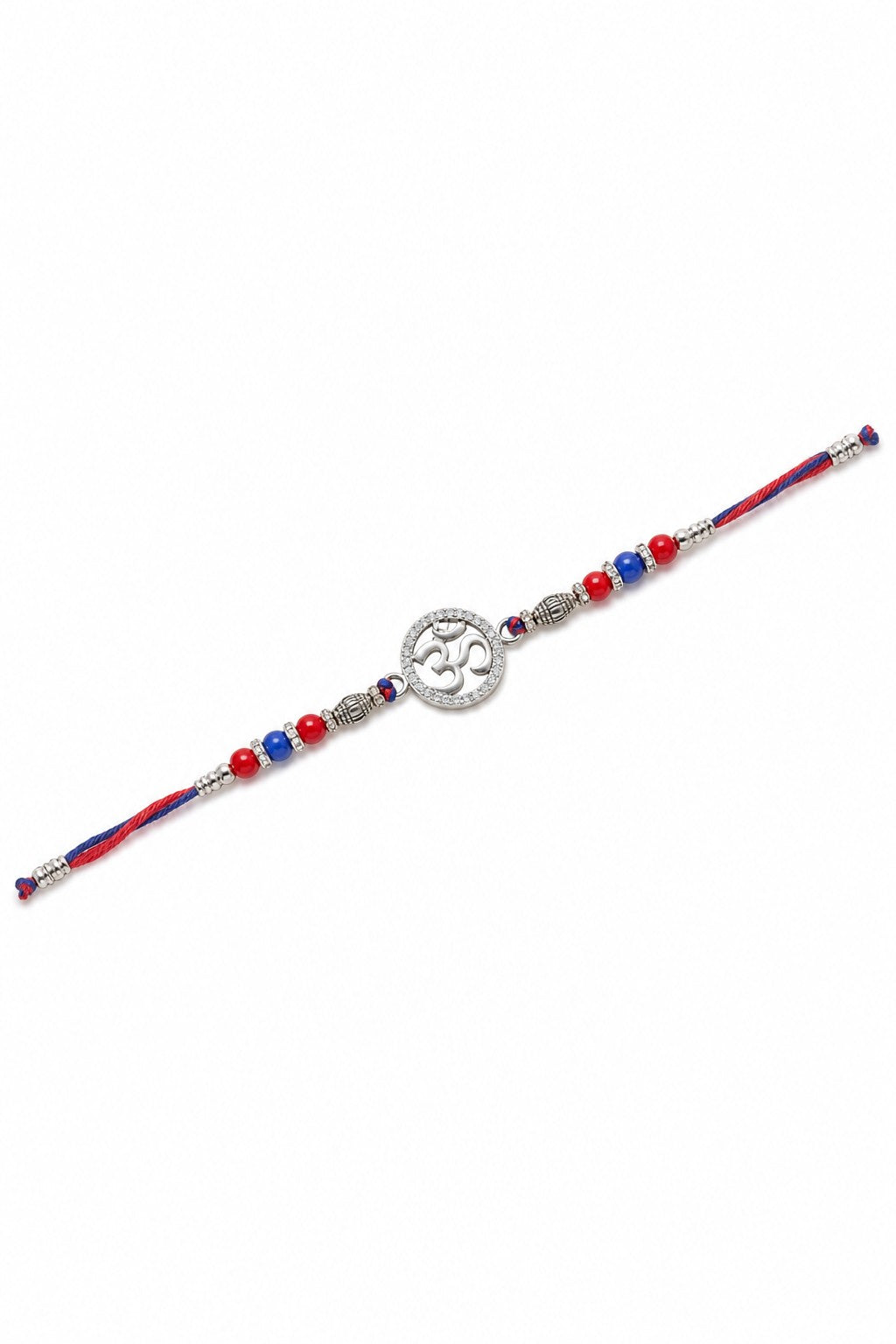 925 Sterling Silver Om Symbol Rakhi Bracelet with CZ Halo - ARU-RAK-0007_hero
