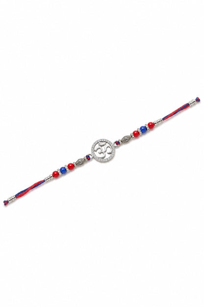 925 Sterling Silver Om Symbol Rakhi Bracelet with CZ Halo - ARU-RAK-0007_hero