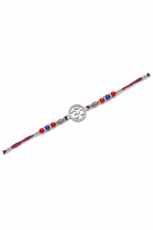 925 Sterling Silver Om Symbol Rakhi Bracelet with CZ Halo - ARU-RAK-0007_hero