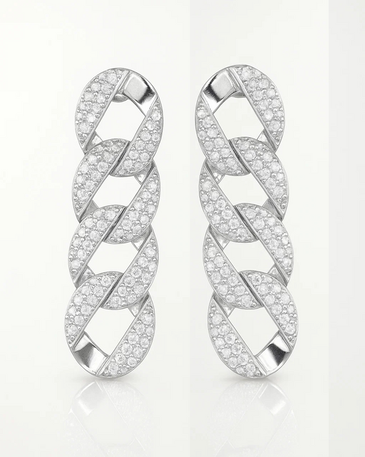 Pavé Cuban Link Drop Earrings