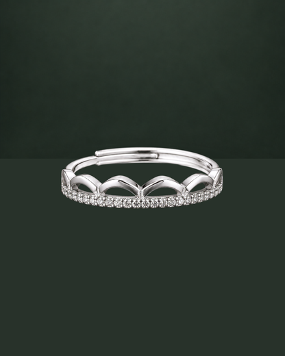 925 sterling silver crown band adjustable ring