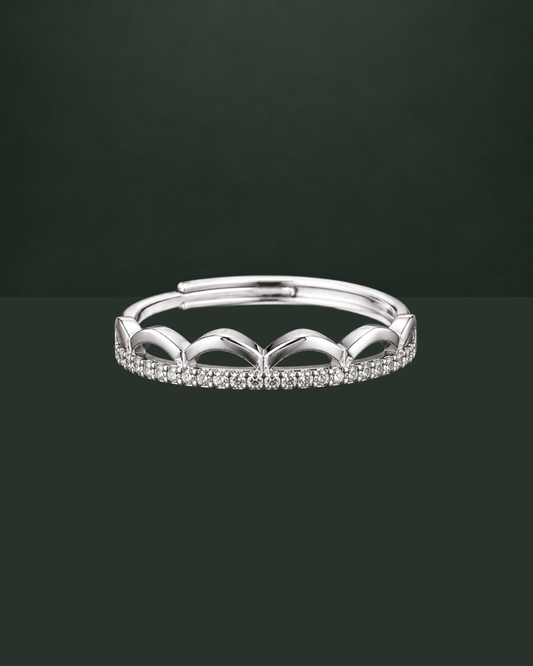 925 sterling silver crown band adjustable ring