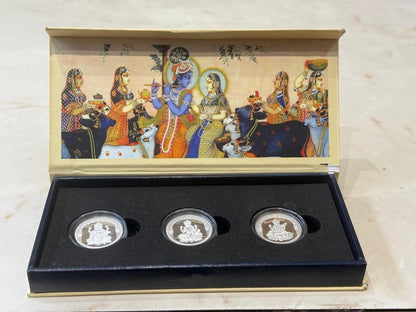Ganesh Ji, Lakshmi ji, Saraswati Ji Coin Box Set