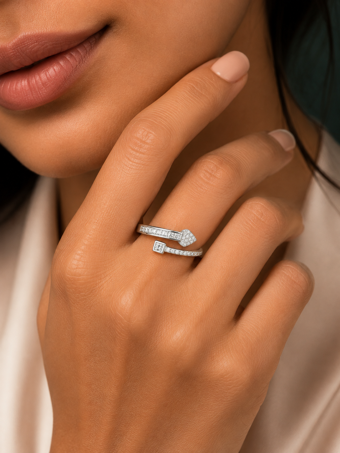 925 sterling silver adjustable wrap ring