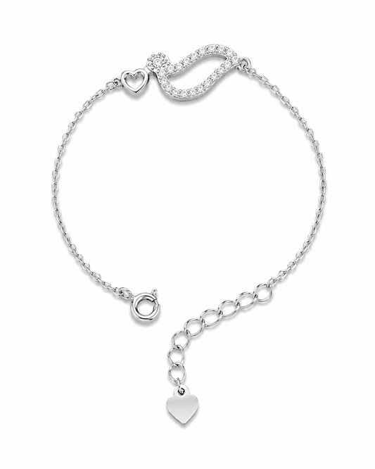 Sterling Silver Bird & Heart Charm Bracelet