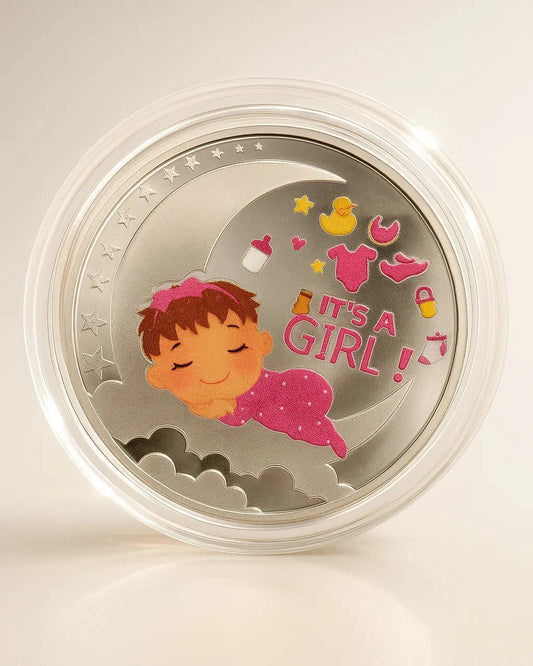 10 gm It's a Girl Colored Coin - Circle