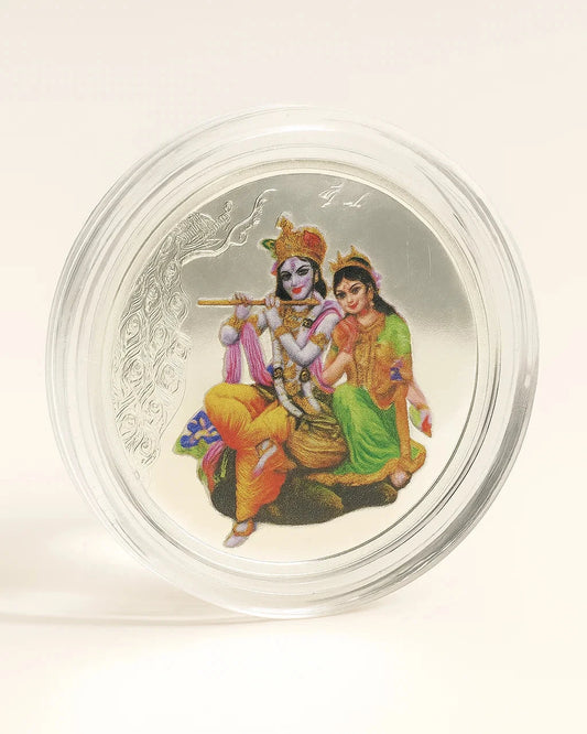 10 gm Radha Krishna Ji Colored Coin - Circle