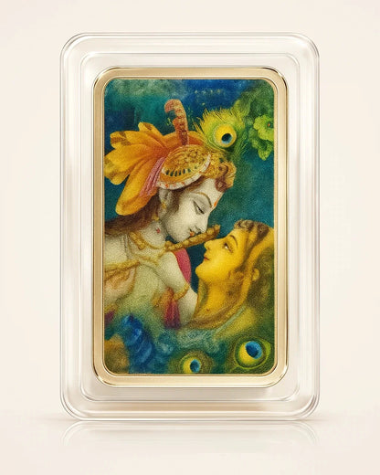 10 gm Radha Krishan Ji Colored Coin - Rectangle