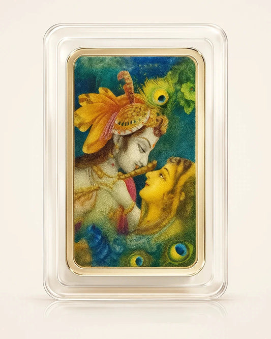10 gm Radha Krishan Ji Colored Coin - Rectangle