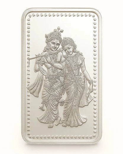 10 gm Radha Krishan Ji Coin - Rectangle