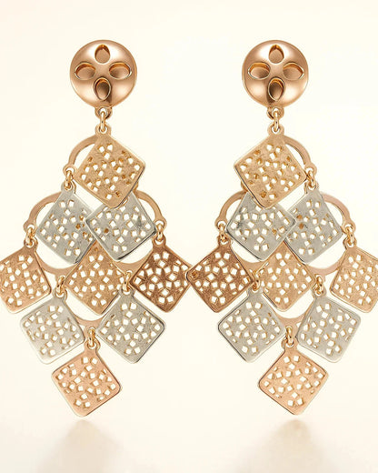 Dual-Tone Geometric Cascade Earrings