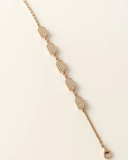 Rose Gold Hexagon CZ Link Bracelet