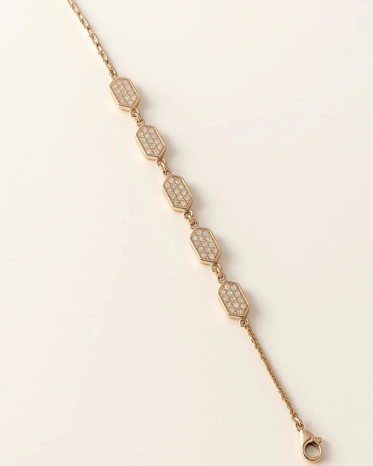 Rose Gold Hexagon CZ Link Bracelet