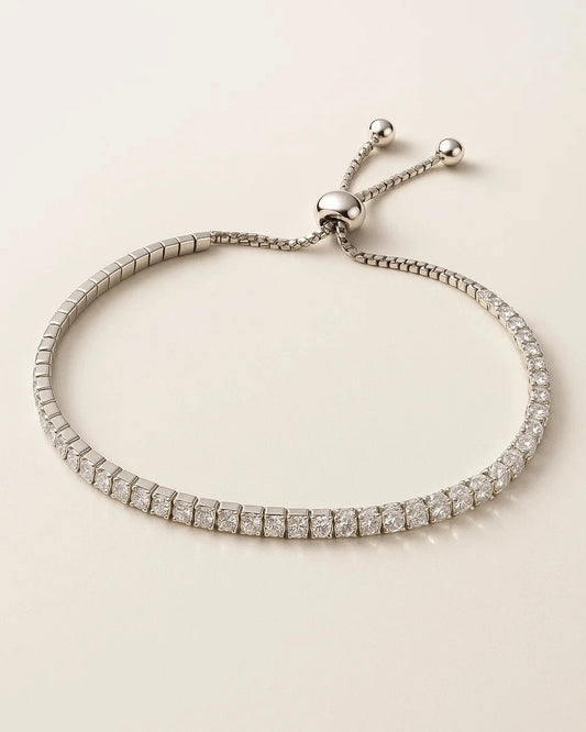 Modern Pavé Adjustable Silver Bracelet