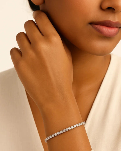 Modern Pavé Adjustable Silver Bracelet