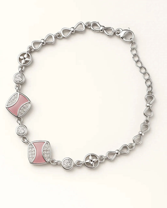 Pink Enamel Charm Bracelet