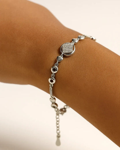 Modern Circle-Link Bracelet with Pave-Set Charm