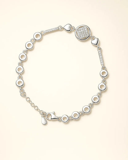 Modern Circle-Link Bracelet with Pave-Set Charm