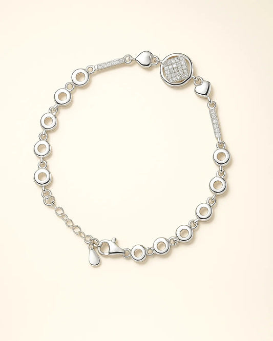 Modern Circle-Link Bracelet with Pave-Set Charm