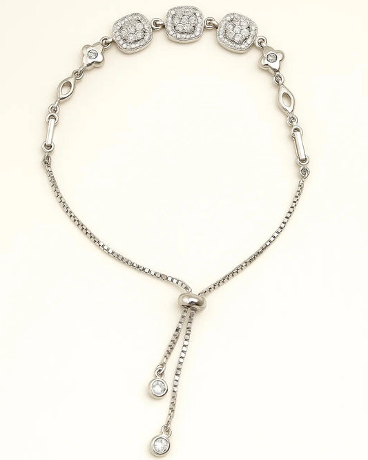 Cushion-Cut Sparkle Adjustable Bracelet