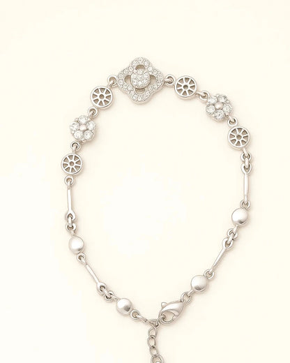 Artisan-Inspired Mixed Motif Silver Bracelet