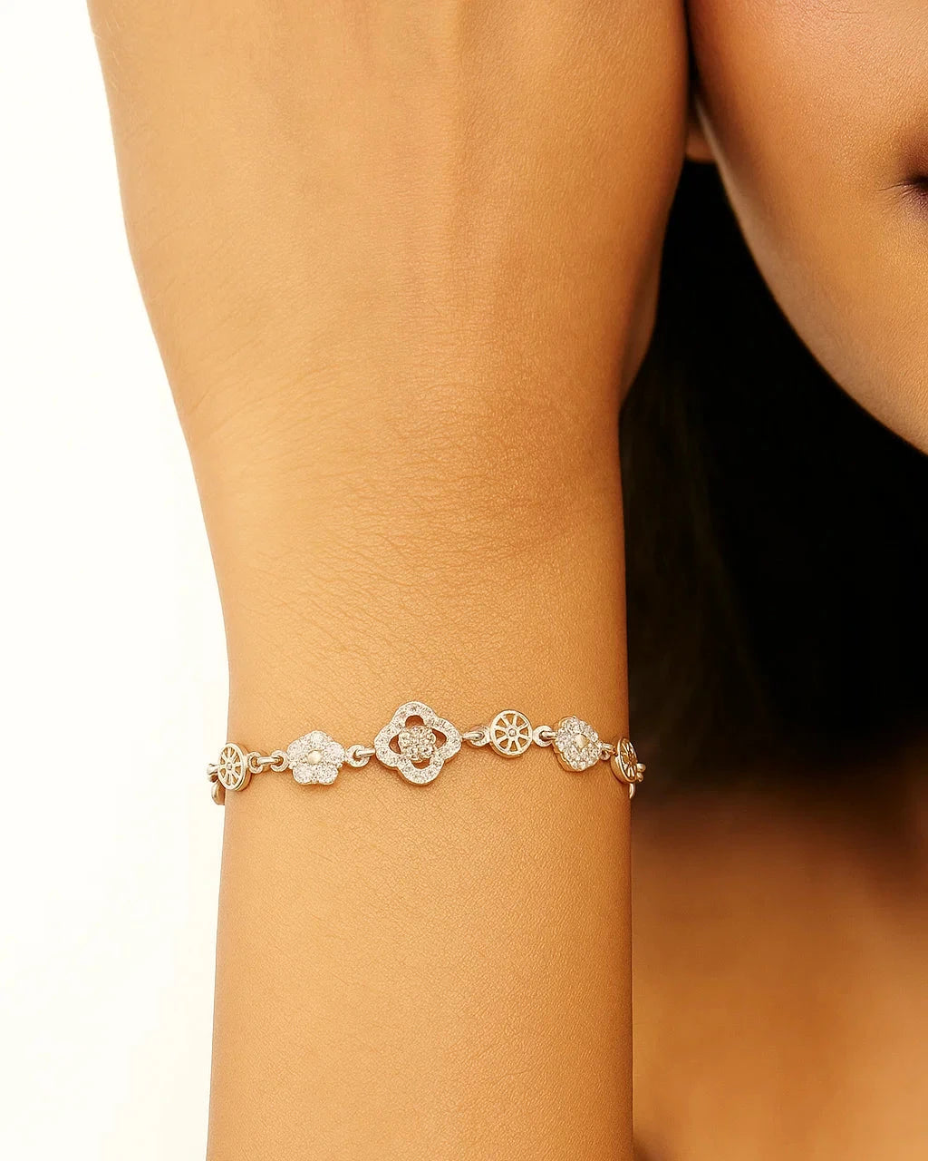 Artisan-Inspired Mixed Motif Silver Bracelet