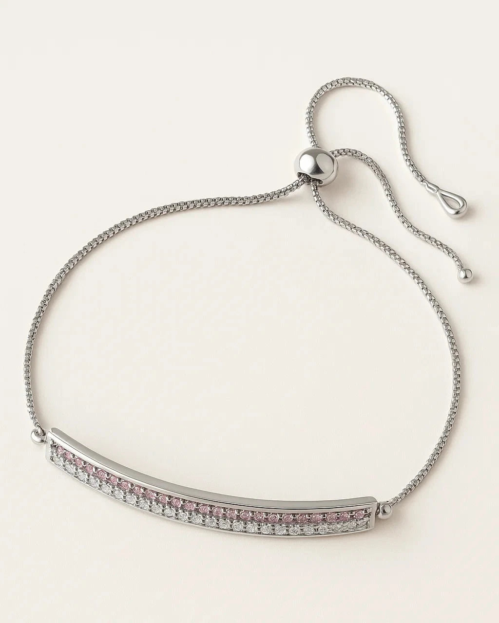 Dainty Pink & White Sparkle Slider Bracelet