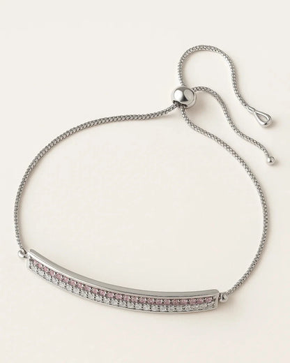 Dainty Pink & White Sparkle Slider Bracelet