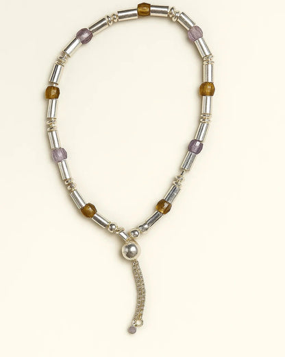 Beaded Silver & Stone Bracelet