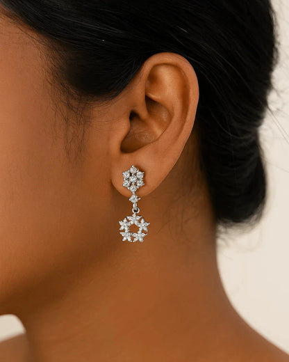 Silver Starburst Drop Earrings
