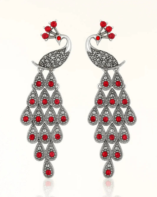 Long Peacock Tail Earrings