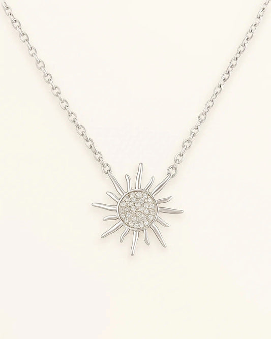 Silver Sunburst Pendant Necklace