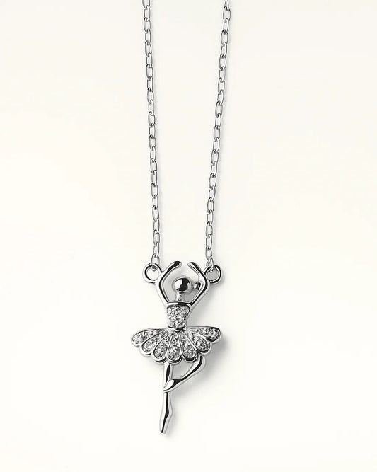 Silver Ballerina Pendant Necklace