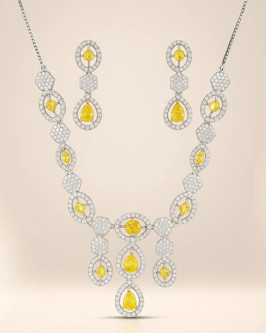 Royal Radiance Yellow Stone Necklace Set