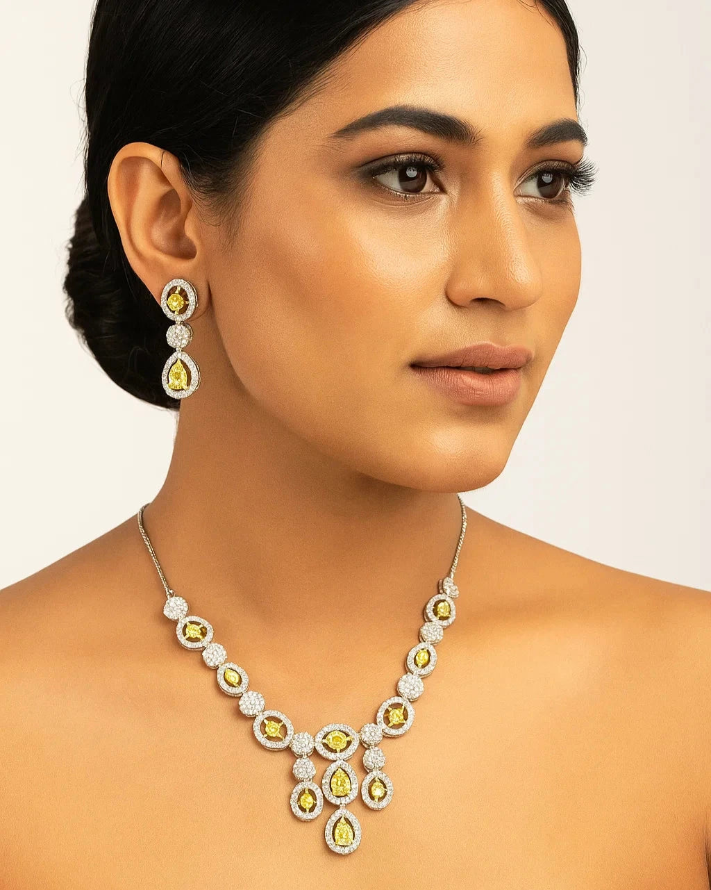 Royal Radiance Yellow Stone Necklace Set