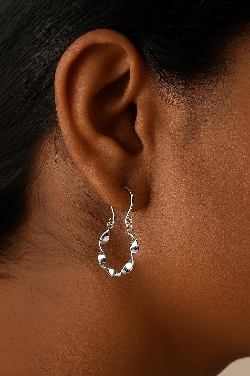 Twisted Hoop Sterling Silver Earrings